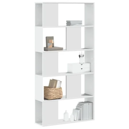 Librería 5 estantes madera ingeniería blanco 80,5x23,5x162,5 cm de , Librerías y estanterías - Ref: Foro24-852771, Precio: 48...