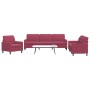 Juego de sofás con cojines 3 piezas terciopelo rojo tinto de , Sofás - Ref: Foro24-3278435, Precio: 660,59 €, Descuento: %