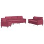 Juego de sofás con cojines 3 piezas terciopelo rojo tinto de , Sofás - Ref: Foro24-3278435, Precio: 660,59 €, Descuento: %