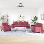 Juego de sofás con cojines 3 piezas terciopelo rojo tinto de , Sofás - Ref: Foro24-3278435, Precio: 660,59 €, Descuento: %