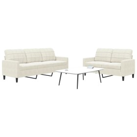 Juego de sofás con cojines 2 piezas terciopelo crema de , Sofás - Ref: Foro24-3278399, Precio: 554,19 €, Descuento: %
