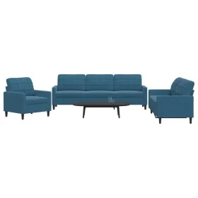 Juego de sofás con cojines 3 piezas terciopelo azul by , Sofas - Ref: Foro24-3278440, Price: 753,83 €, Discount: %