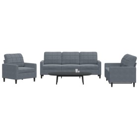 Juego de sofás con cojines 3 piezas terciopelo gris oscuro de , Sofás - Ref: Foro24-3278352, Precio: 618,33 €, Descuento: %