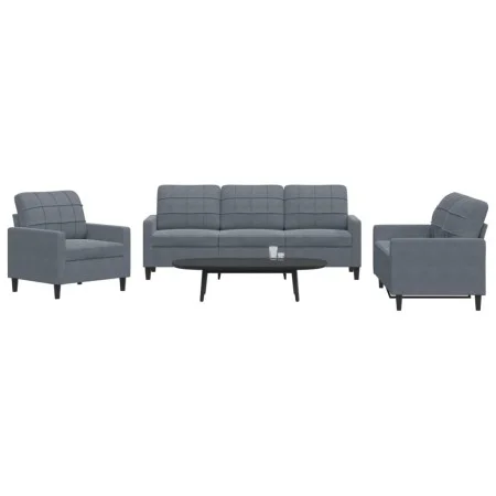 Juego de sofás con cojines 3 piezas terciopelo gris oscuro de , Sofás - Ref: Foro24-3278352, Precio: 609,46 €, Descuento: %