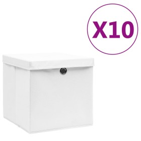 Cajas de almacenaje con tapas 10 uds blanco 28x28x28 cm de vidaXL, Cestas para almacenaje - Ref: Foro24-325210, Precio: 64,19...