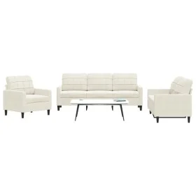 Juego de sofás con cojines 3 piezas terciopelo crema de , Sofás - Ref: Foro24-3278359, Precio: 692,04 €, Descuento: %