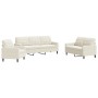 Juego de sofás con cojines 3 piezas terciopelo crema de , Sofás - Ref: Foro24-3278359, Precio: 704,98 €, Descuento: %