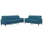 Zweiteiliges Sofaset mit blauen Samtkissen. von , Sofas - Ref: Foro24-3278480, Preis: 599,12 €, Rabatt: %