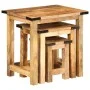 Mesas apilables 3 piezas madera maciza de mango rugosa de , Mesas auxiliares - Ref: Foro24-358502, Precio: 86,47 €, Descuento: %