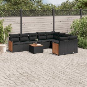 Set de sofás de jardín 10 pzas cojines ratán sintético negro en Conjuntos de jardín | Comprar online en Foru.es