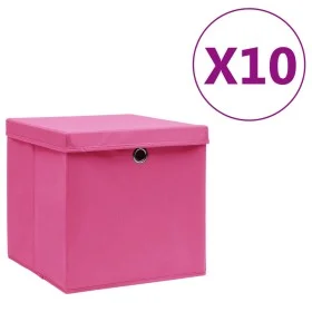 Cajas de almacenamiento con tapas 10 uds 28x28x28 cm rosa de vidaXL, Cestas para almacenaje - Ref: Foro24-325206, Precio: 53,...