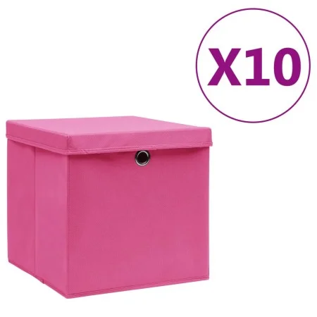 Cajas de almacenamiento con tapas 10 uds 28x28x28 cm rosa de vidaXL, Cestas para almacenaje - Ref: Foro24-325206, Precio: 53,...