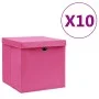 Cajas de almacenamiento con tapas 10 uds 28x28x28 cm rosa de vidaXL, Cestas para almacenaje - Ref: Foro24-325206, Precio: 53,...