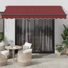 Toldo retráctil manual con luces LED burdeos 350x250 cm by , Awnings - Ref: Foro24-3215337, Price: 290,91 €, Discount: %