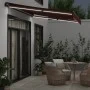 Toldo retráctil manual con luces LED burdeos 350x250 cm de , Toldos - Ref: Foro24-3215337, Precio: 290,91 €, Descuento: %