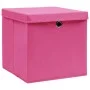 Cajas de almacenamiento con tapas 10 uds 28x28x28 cm rosa de vidaXL, Cestas para almacenaje - Ref: Foro24-325206, Precio: 53,...