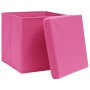 Cajas de almacenamiento con tapas 10 uds 28x28x28 cm rosa de vidaXL, Cestas para almacenaje - Ref: Foro24-325206, Precio: 54,...