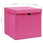 Cajas de almacenamiento con tapas 10 uds 28x28x28 cm rosa de vidaXL, Cestas para almacenaje - Ref: Foro24-325206, Precio: 54,...