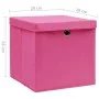 Cajas de almacenamiento con tapas 10 uds 28x28x28 cm rosa de vidaXL, Cestas para almacenaje - Ref: Foro24-325206, Precio: 53,...