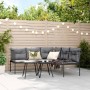 Sofá de jardín con cojines forma de L acero y textileno negro de , Sofás de exterior - Ref: Foro24-4008108, Precio: 270,44 €,...
