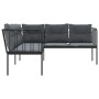 Sofá de jardín con cojines forma de L acero y textileno negro de , Sofás de exterior - Ref: Foro24-4008108, Precio: 270,44 €,...