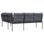 Sofá de jardín con cojines forma de L acero y textileno negro de , Sofás de exterior - Ref: Foro24-4008108, Precio: 270,44 €,...