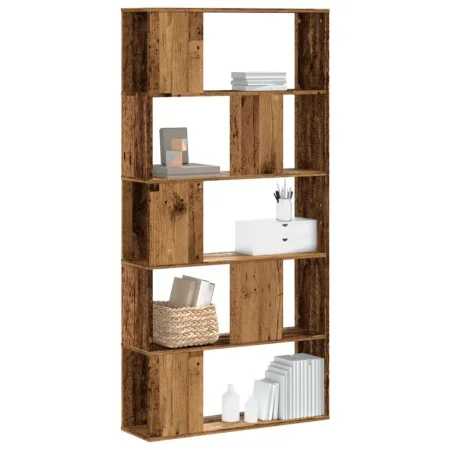 Librería 5 niveles madera color envejecido 80,5x23,5x162,5 cm de , Librerías y estanterías - Ref: Foro24-852778, Precio: 68,9...