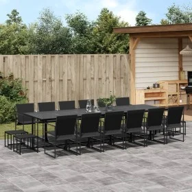 Juego de comedor de jardín 17 piezas textileno negro de , Conjuntos de jardín - Ref: Foro24-3295132, Precio: 784,64 €, Descue...