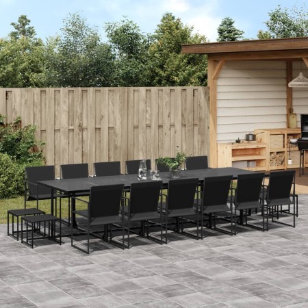 Juego de comedor de jardín 17 piezas textileno negro de , Conjuntos de jardín - Ref: Foro24-3295132, Precio: 795,09 €, Descue...