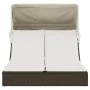 Tumbona doble con capota y cojines ratán sintético marrón by , Loungers - Ref: Foro24-368638, Price: 268,79 €, Discount: %