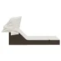 Tumbona doble con capota y cojines ratán sintético marrón by , Loungers - Ref: Foro24-368638, Price: 268,79 €, Discount: %