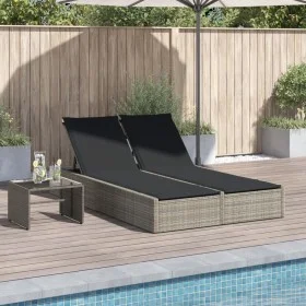 Tumbona doble con cojines ratán sintético gris claro by , Loungers - Ref: Foro24-368633, Price: 263,90 €, Discount: %