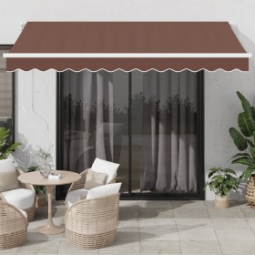 Toldo retráctil manual con luz LED marrón 350x250 cm de , Toldos - Ref: Foro24-3215377, Precio: 277,95 €, Descuento: %