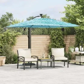 Sombrilla de jardín con poste de acero azul 246x246x230 cm de , Sombrillas - Ref: Foro24-4005075, Precio: 155,45 €, Descuento: %