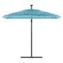Sombrilla de jardín con poste de acero azul 246x246x230 cm de , Sombrillas - Ref: Foro24-4005075, Precio: 158,47 €, Descuento: %