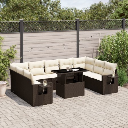 Set de sofás de jardín 10 pzas y cojines ratán sintético marrón de , Conjuntos de jardín - Ref: Foro24-3268113, Precio: 675,8...