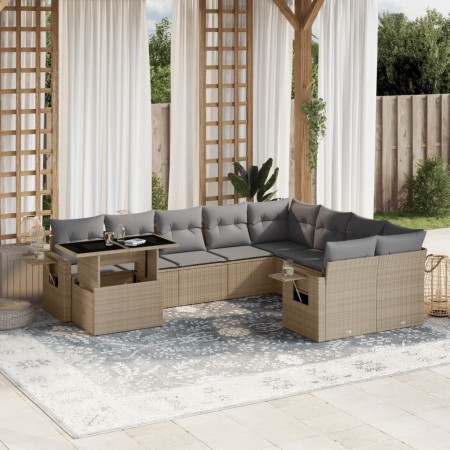 Juego de sofás jardín con cojines beige 10 pzas ratán sintético de , Conjuntos de jardín - Ref: Foro24-3268139, Precio: 633,7...