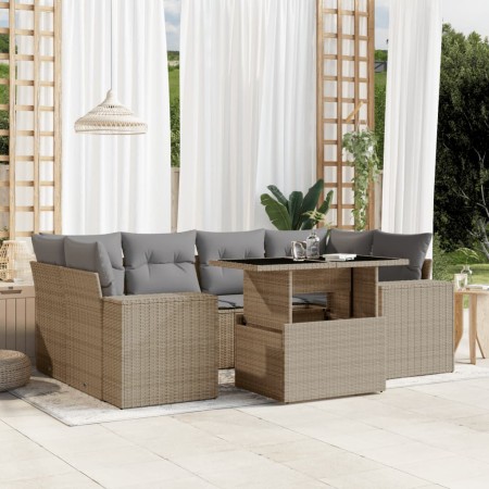 Set sofás de jardín 7 piezas y cojines ratán sintético beige de , Conjuntos de jardín - Ref: Foro24-3269019, Precio: 500,66 €...
