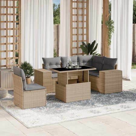 Juego de sofás jardín con cojines 6 pzas ratán sintético beige de , Conjuntos de jardín - Ref: Foro24-3269169, Precio: 439,62...