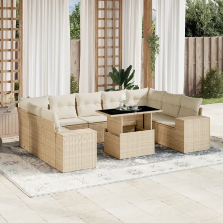 Juego de sofás jardín con cojines beige 10 pzas ratán sintético de , Conjuntos de jardín - Ref: Foro24-3269368, Precio: 703,8...