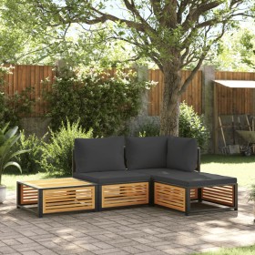 Set sofás de jardín con cojines 4 pzas madera maciza de acacia de , Conjuntos de jardín - Ref: Foro24-3214877, Precio: 460,86...