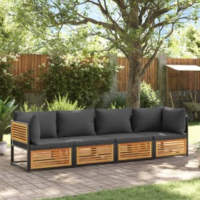 Set sofás de jardín con cojines 4 pzas madera maciza de acacia de , Conjuntos de jardín - Ref: Foro24-3214889, Precio: 548,71...