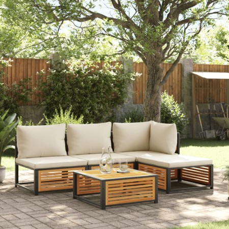 Set de sofás de jardín con cojines 5 pzas madera maciza acacia de , Conjuntos de jardín - Ref: Foro24-3214907, Precio: 568,86...