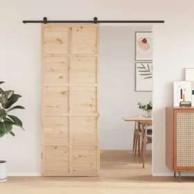 Puerta de granero madera maciza de pino 80x208 cm de , Puertas - Ref: Foro24-850644, Precio: 84,46 €, Descuento: %