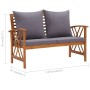 Banco de jardín con cojines 119 cm madera maciza de acacia de vidaXL, Bancos de jardín - Ref: Foro24-310271, Precio: 205,51 €...