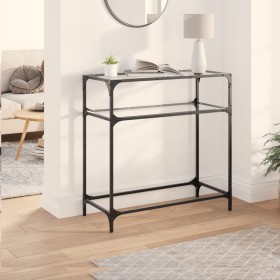 Mesa consola superficie vidrio transparente acero 80x35x81 cm de , Mesas consola - Ref: Foro24-846024, Precio: 48,68 €, Descu...
