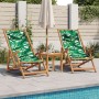 Sillas playa plegables 2 uds tela madera maciza estampado hojas de , Sillas de jardín - Ref: Foro24-3214489, Precio: 124,52 €...