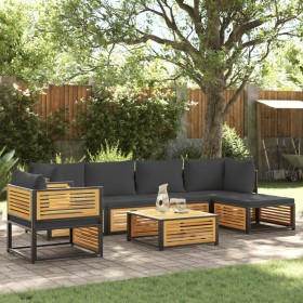 Set de sofás de jardín con cojines 7 pzas madera maciza acacia de , Conjuntos de jardín - Ref: Foro24-3214882, Precio: 945,54...