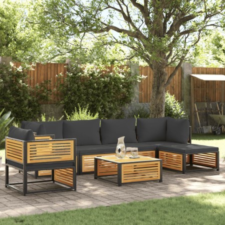 Set de sofás de jardín con cojines 7 pzas madera maciza acacia de , Conjuntos de jardín - Ref: Foro24-3214882, Precio: 945,54...
