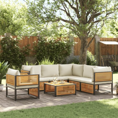 Set de sofás de jardín con cojines 7 pzas madera maciza acacia de , Conjuntos de jardín - Ref: Foro24-3214913, Precio: 951,96...